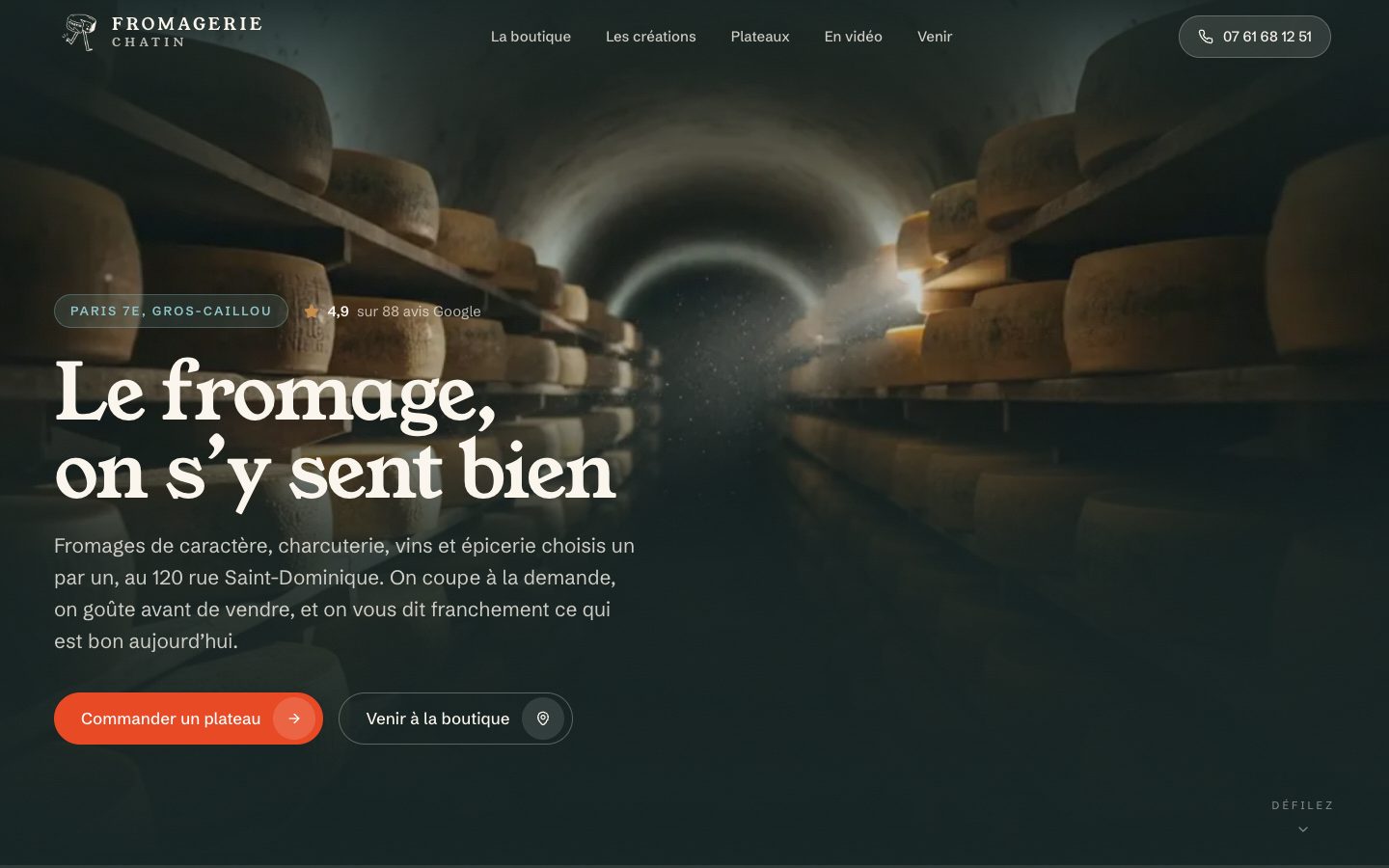 Fromagerie Chatin, aperçu du site