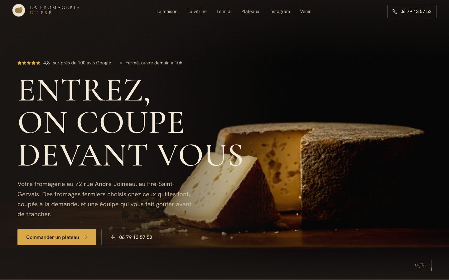 La Fromagerie du Pré, aperçu du site