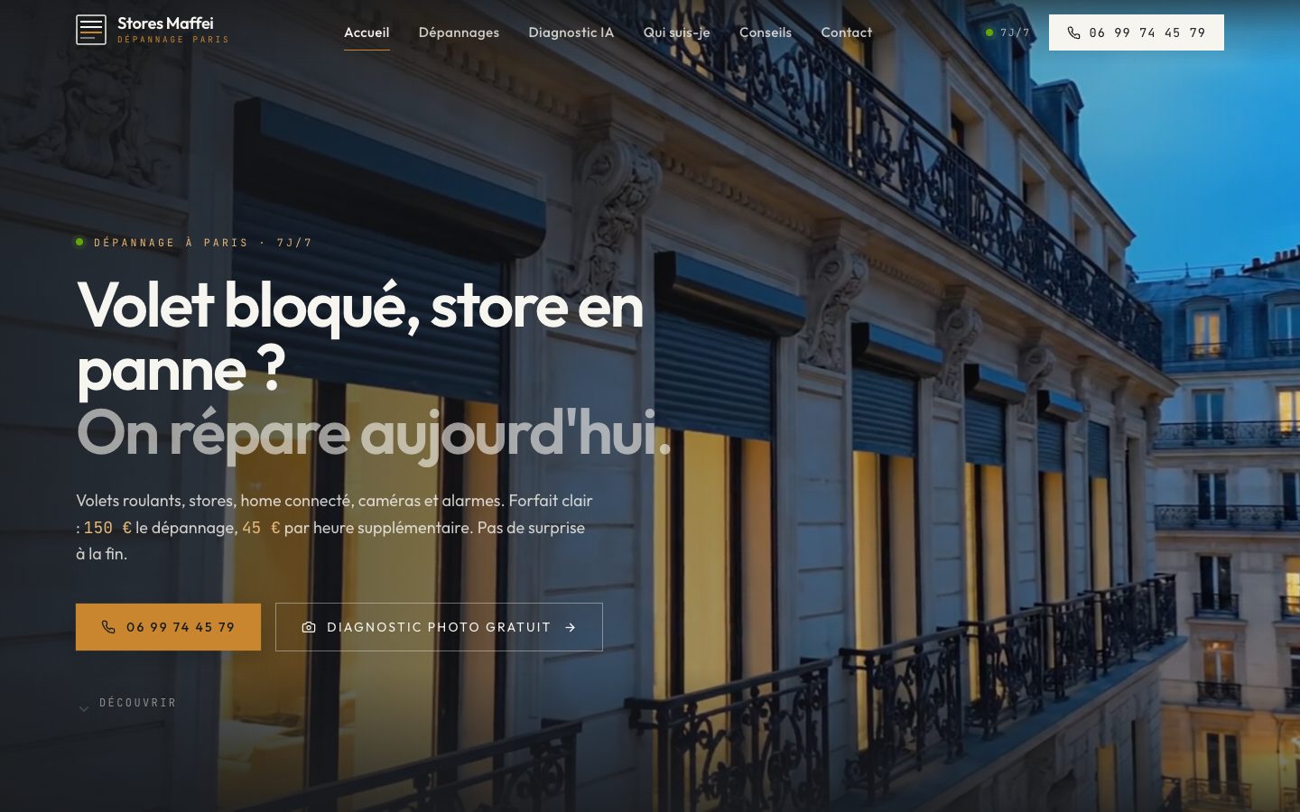 Stores Maffei, aperçu du site