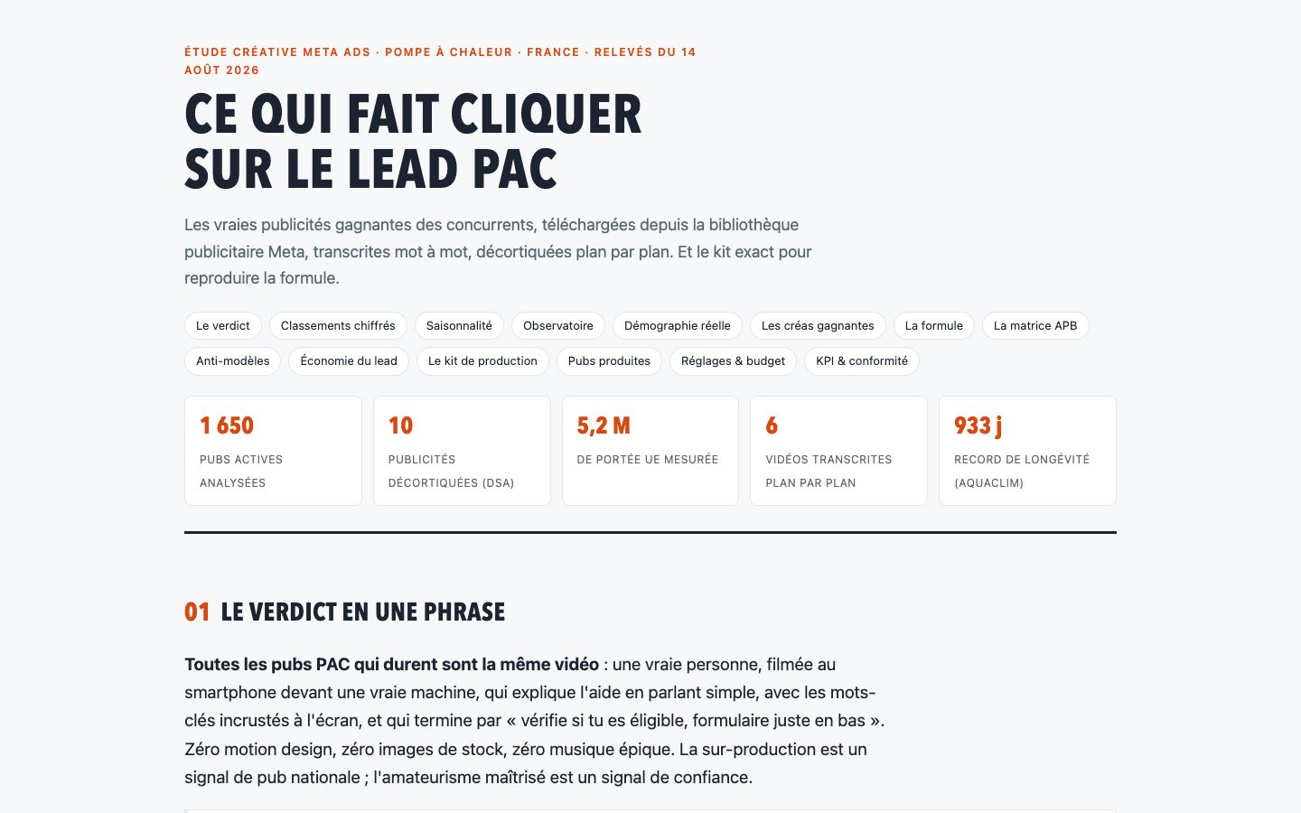 Pompe à chaleur : ce qui fait cliquer sur le lead, aperçu de l'étude