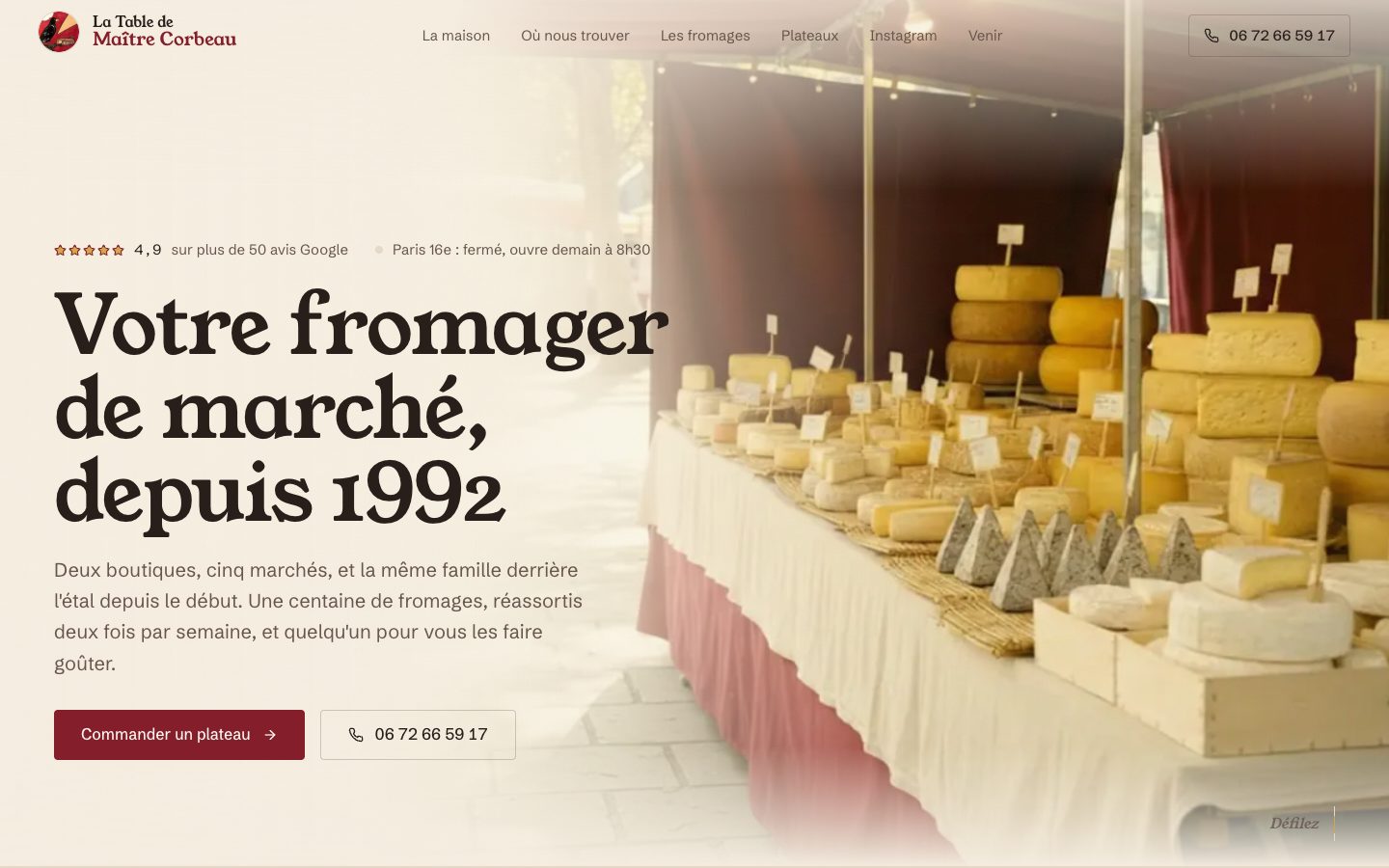 La Table de Maître Corbeau, aperçu du site